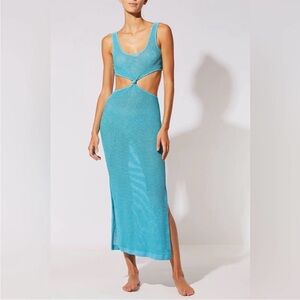 Solid & Striped Bailey Cut Out Turquoise Swimsuit Cover Up New With Tags